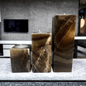 Onyx Candle Holder, Brown Candle Holder, Stone candle, Marble decorations, Tea Light Holder, Set of 3 pieces