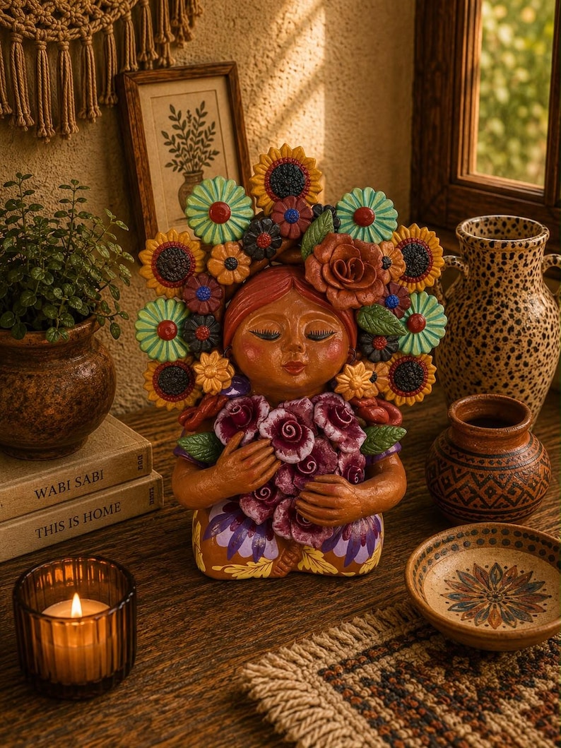 Pachamama-skulptur - Handgjord i Metepec Moder Jord-lerafigur, Spirituell folkkonst 19