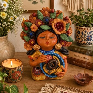 Pachamama-skulptur - Handgjord i Metepec Moder Jord-lerafigur, Spirituell folkkonst 04