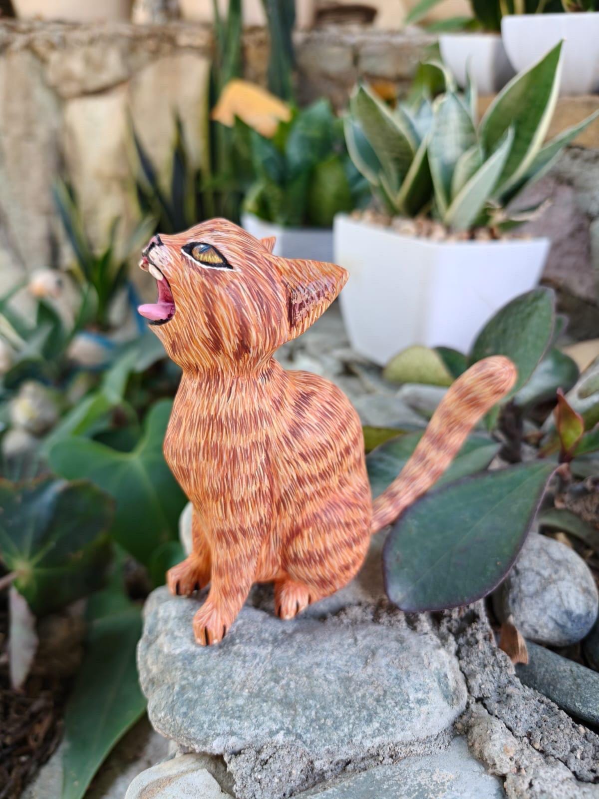 猫の像 メキシコの民芸品 アレブリヘ彫刻 木製 メキシコの装飾置物 