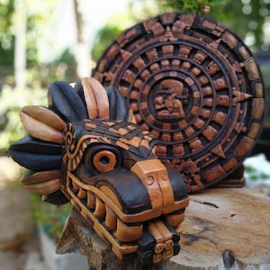 Quetzalcóatl Prehispanic Wooden mask, Mayan culture, Mexican wall art, Hand carved ASK FOR CUSTOMIZE