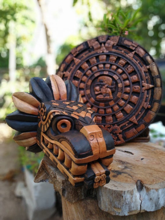 Quetzalcóatl Prehispánico Máscara de madera Cultura maya Etsy México