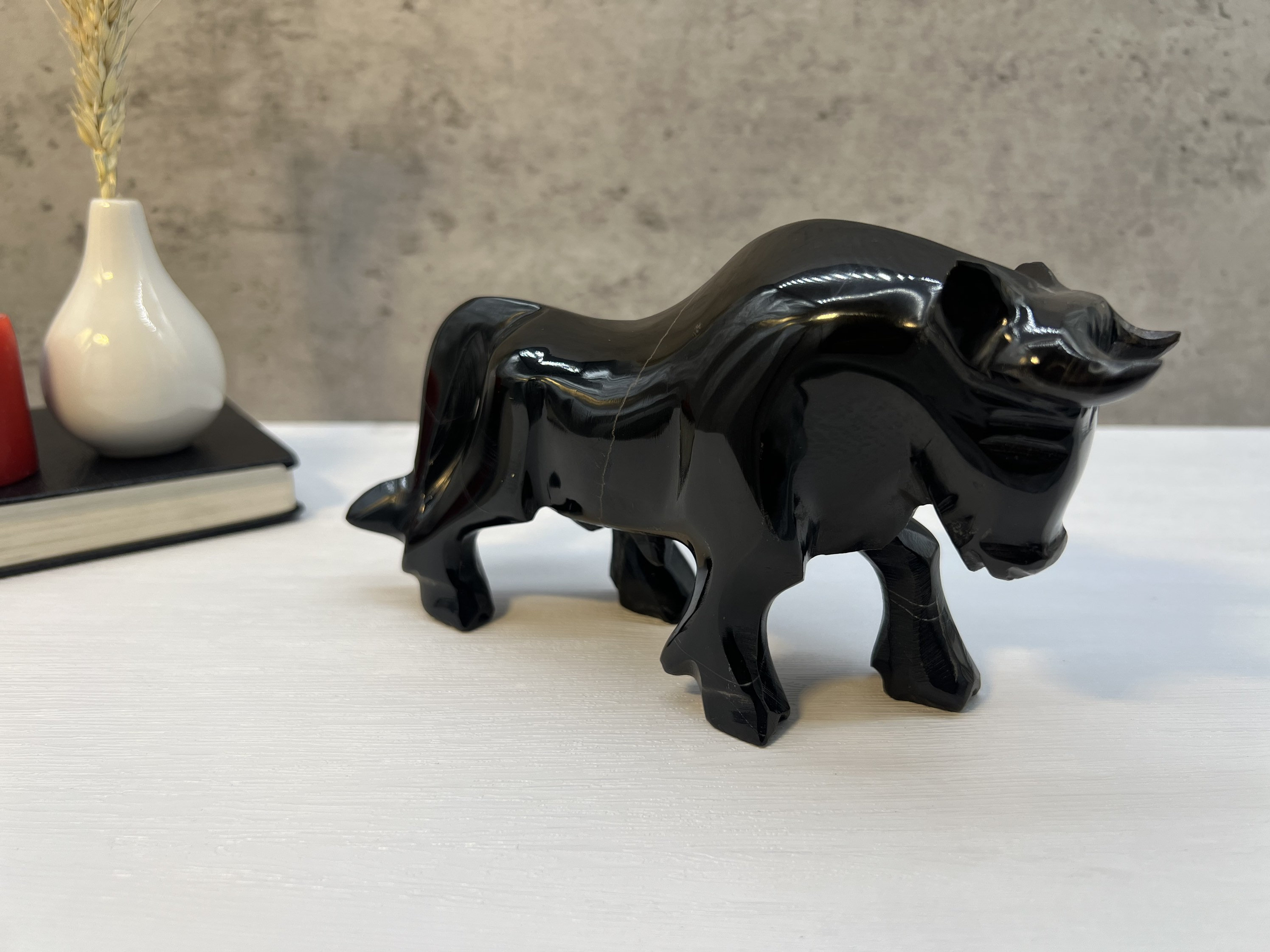 BIG Black Bull Bull Sculpture Marble Bull Carved Stone Etsy