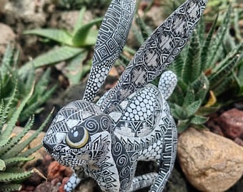 Rabbit Statue Mexican Folk Art Alebrije Sculpture, Wooden Bunny  Decoration Figurine, Made Of Wood Carved By Hand ASK FOR CUSTOMIZE