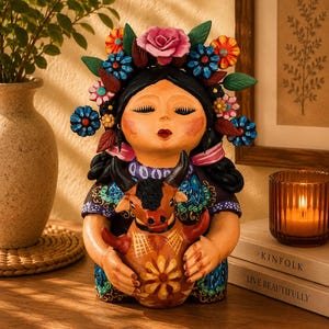 Pachamama-skulptur - Handgjord i Metepec Moder Jord-lerafigur, Spirituell folkkonst 01