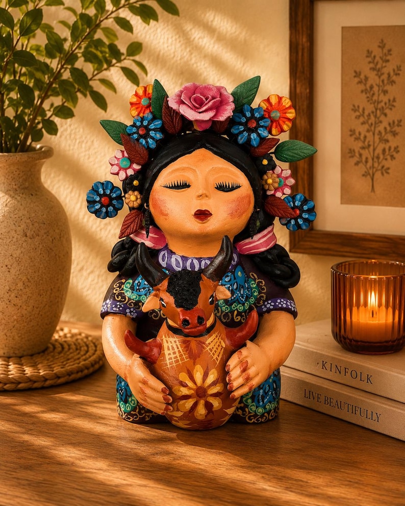 Pachamama-skulptur - Handgjord i Metepec Moder Jord-lerafigur, Spirituell folkkonst 01