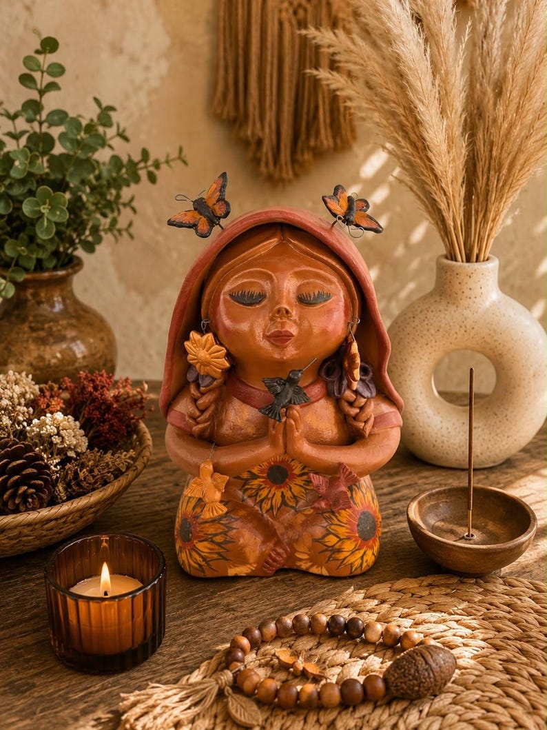 Pachamama-skulptur - Handgjord i Metepec Moder Jord-lerafigur, Spirituell folkkonst 13