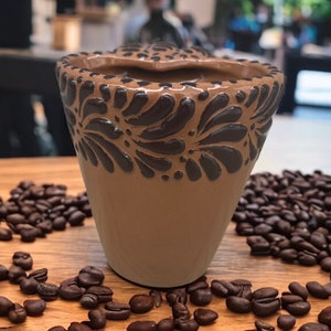 Cappuccino Heart Cup, Mexican Coffee Mug, Puebla Talavera Pottery, Ceramic Thermos, Handmade Lead-Free Custom Available