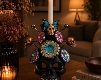 Skull Mini Chimney Michoacan Clay - Artisanal Handcrafted Mexican Decor  Unique Gothic Home Accent Decor  Day of the Dead Cultural Art
