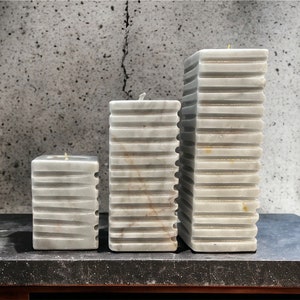 Marble Candle Holder, Grey Candle Holder, Stone candle, Marble decorations, Tea Light Holder, Set of 3 pieces