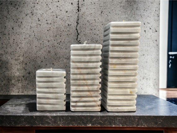 Marble Candle Holder, Grey Candle Holder, Stone candle, Marble decorations, Tea Light Holder, Set of 3 pieces