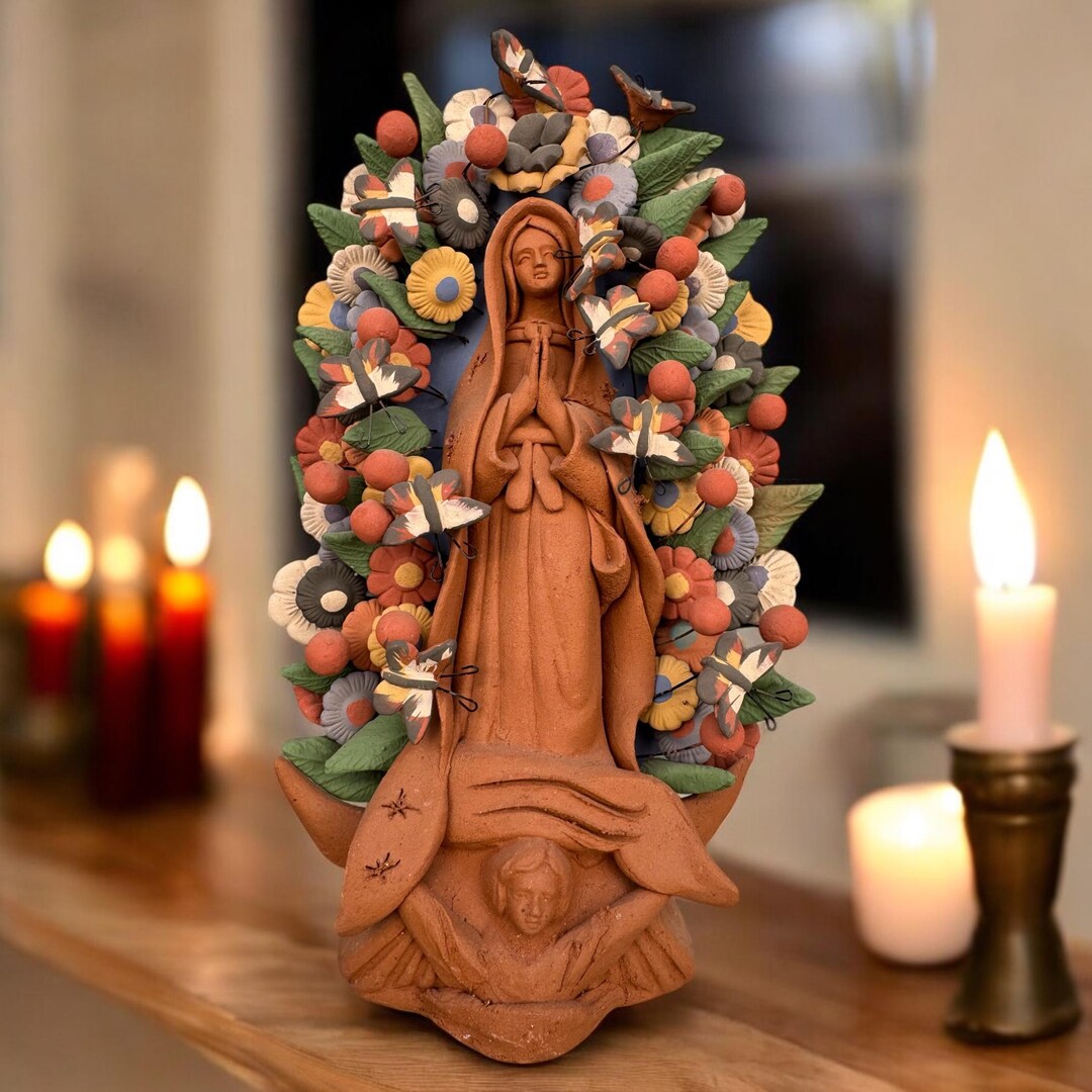 Blue Mother Mary Handmade Clay Art