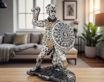 XL Grand guerrier aztèque au combat Décoration mexicaine, art aztèque, préhispanique, décoration aztèque, statue mexicaine
