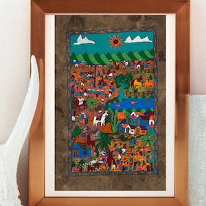 【匿名配送】 メキシコ　アート　アマテ紙　ヴィンテージ　鳥　絵画　民芸品 アマテ画 アマテ紙 アマテ しおり メキシコ民芸品