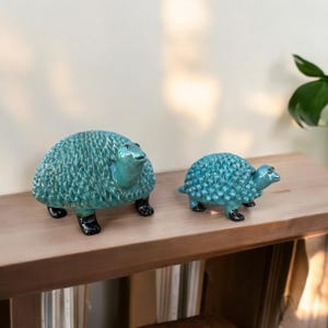 Michoacan Sheep (2) Glazed, Home Decoration, Made Of Clay Original Craftsman Mexican Culture, Glazed Clay Sculpture, Pottery  Michoacan