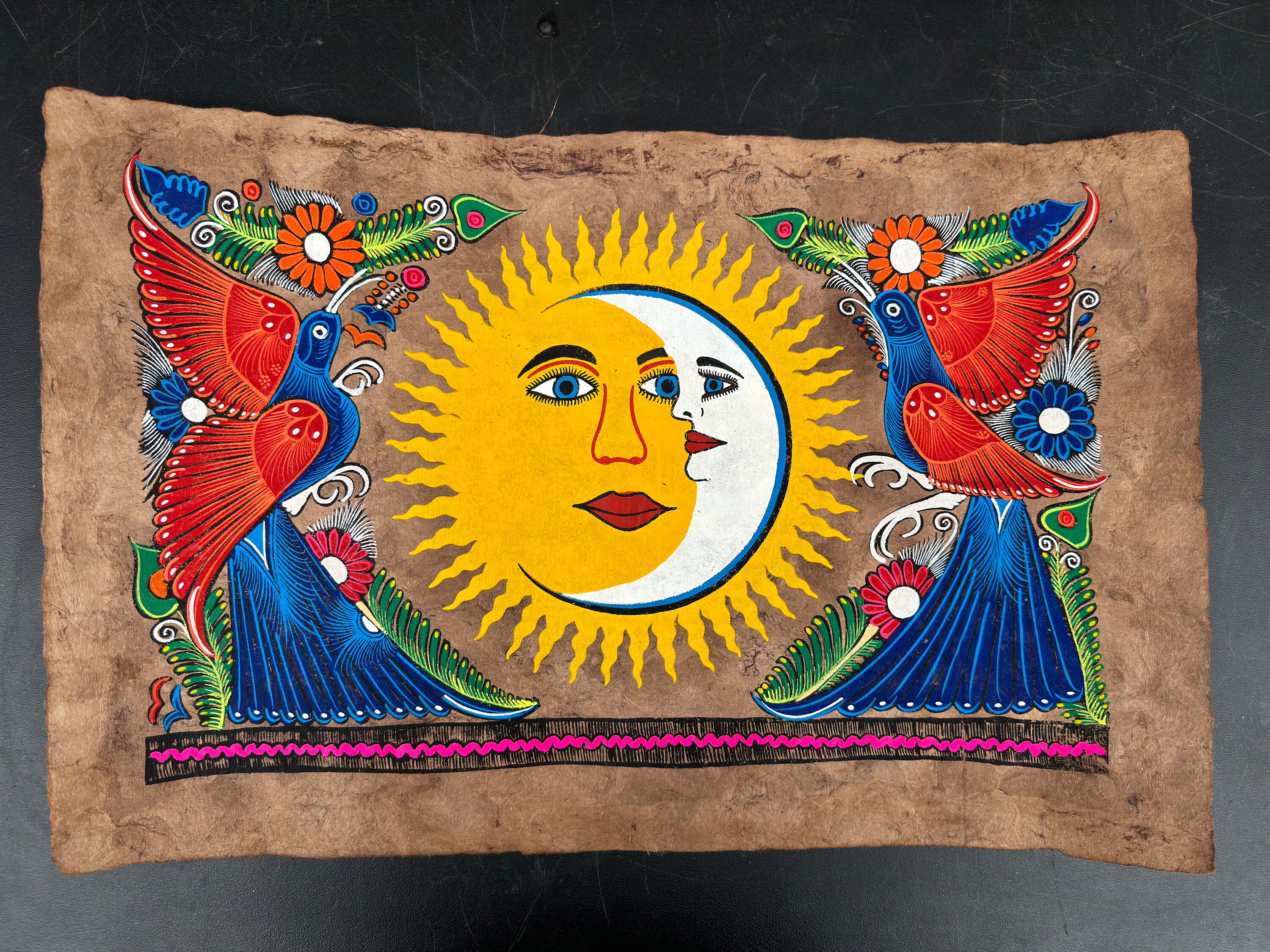 ビンテージメキシコ絵画　メキシコ伝統アマテアート ビンテージメキシコ絵画 メキシコ伝統アマテアート - メルカリ