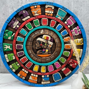 Arte Maya Prehispánico, Calendario Maya, Pintura Mexicana, Talla en Madera, Artesanal PEDIR PERSONALIZAR