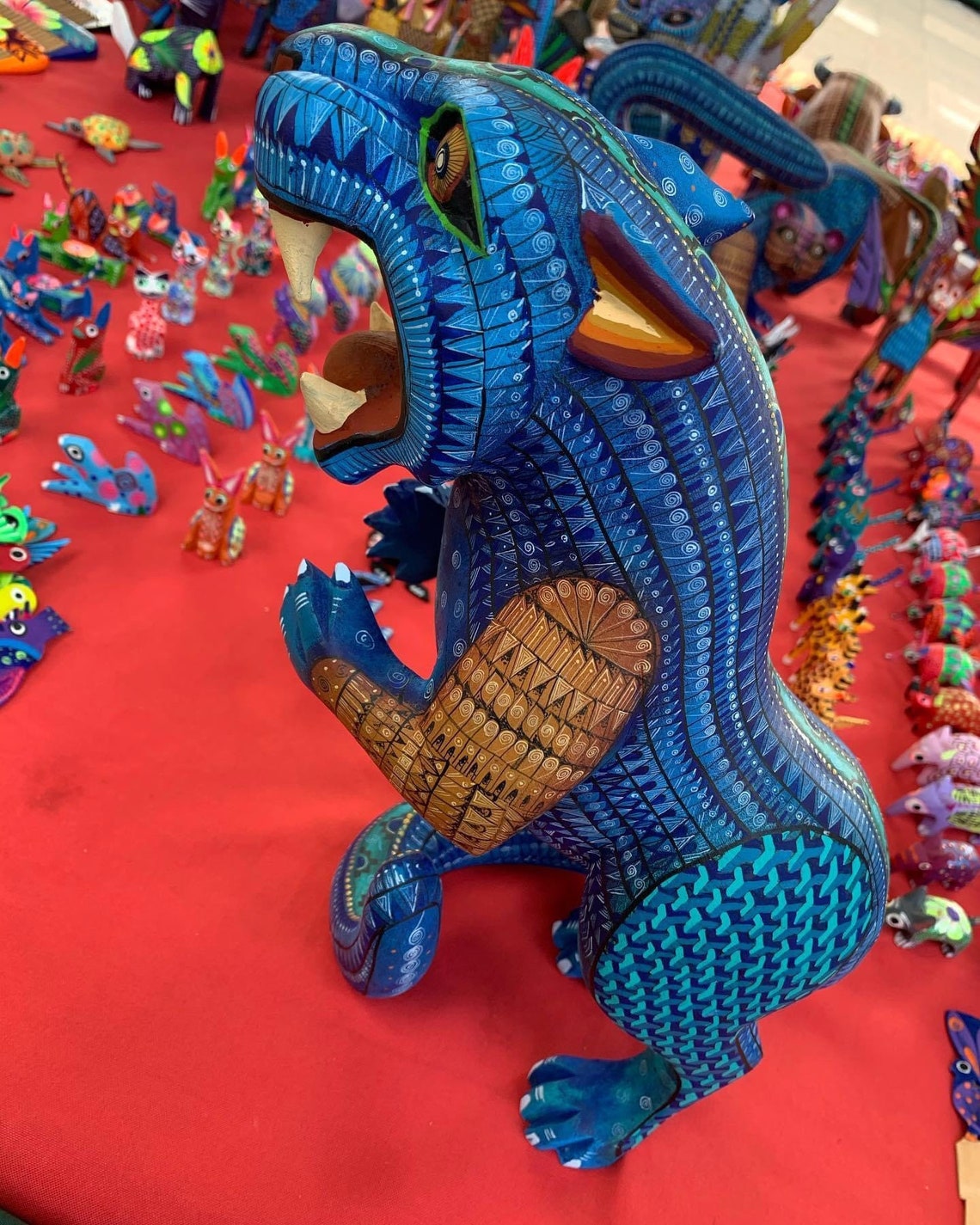 Jaguar Statue Mexican Folk Art Alebrije Sculpture Wooden Etsy