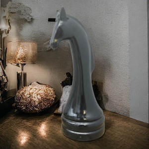 LARGE Ceramic Night Piece For Home Decor Interior Design, Chess set Horse Statue