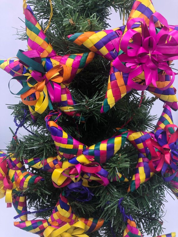 Magnifique Couronne De Noël Mexicaine Artisanale En Palmier – Déco De Porte Authentique Avec Ornements Colorés