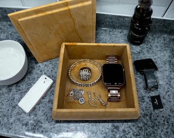 大理石ジュエリーボックス 大理石 9 1/4インチ × 5 3/4インチ 高さ3 1