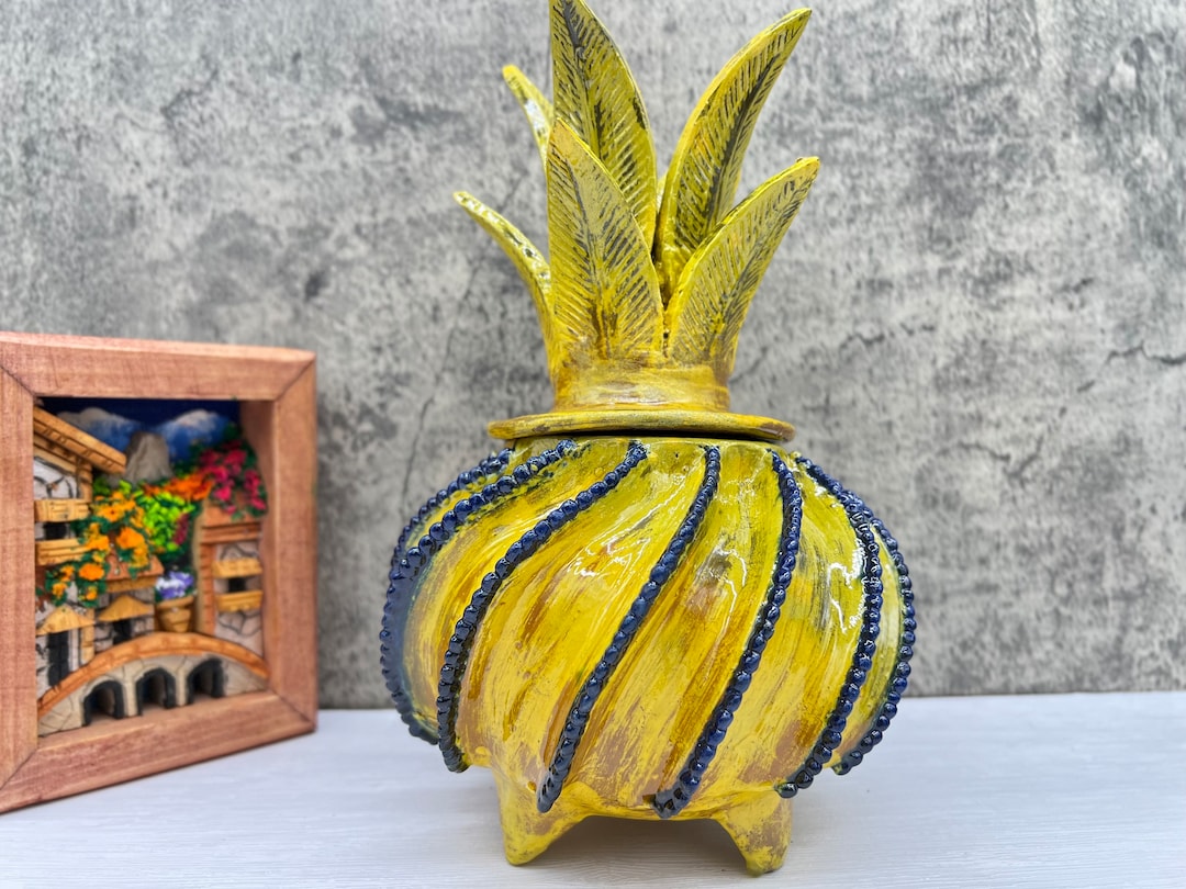 Mexican Pottery Pineapple Decor Mexican Decoration Etsy