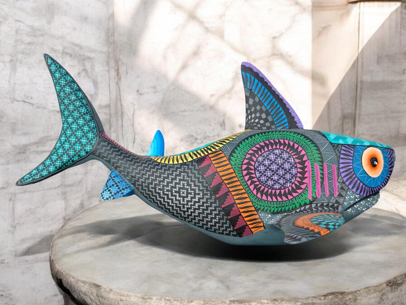 Alebrije Shark Figure Oaxaca Mexican Folk Art Alebrije Sculpture