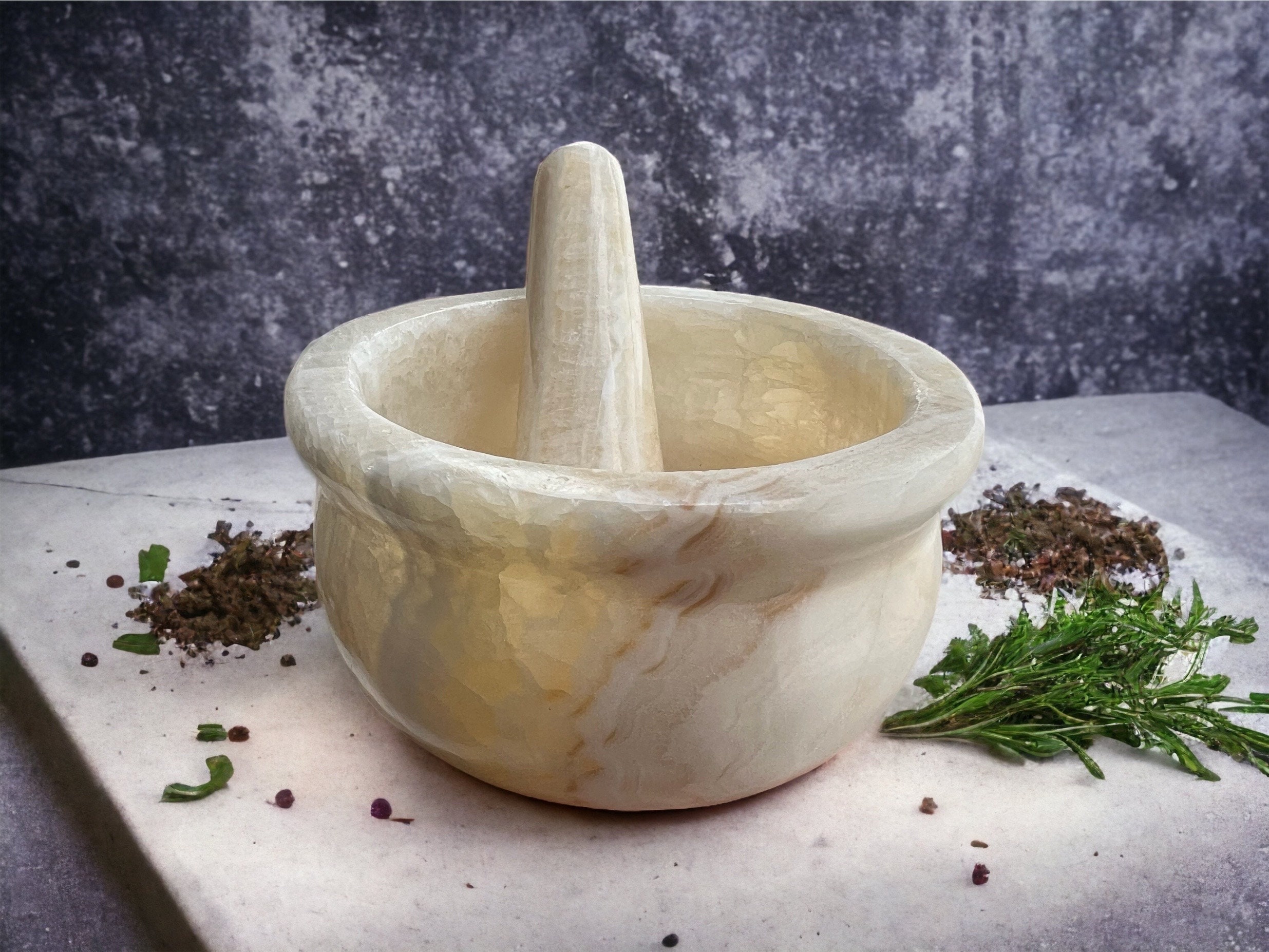 Large Pestle and Mortar Set Natural Spice & Herb Crusher Grinder Durable  Stone