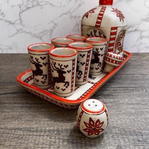 Tequila, Schnapsglas-Set, Tequila Guadalajara oder Mezcal Talavera Puebla-Qualitätskeramik, Vatertagsgeschenk, handgefertigt in Mexiko, 9 Pzs