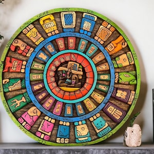 Arte Maya Prehispánico, Calendario Maya, Pintura Mexicana, Talla en Madera, Artesanal PEDIR PERSONALIZAR