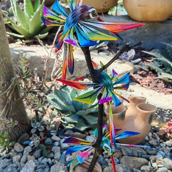 3 Hummingbirds Statue With Stand Mexican Folk Art Alebrije Sculpture, Wooden  Decoration Figure, Made Of Wood And Carved By Hand  CUSTOMIZE