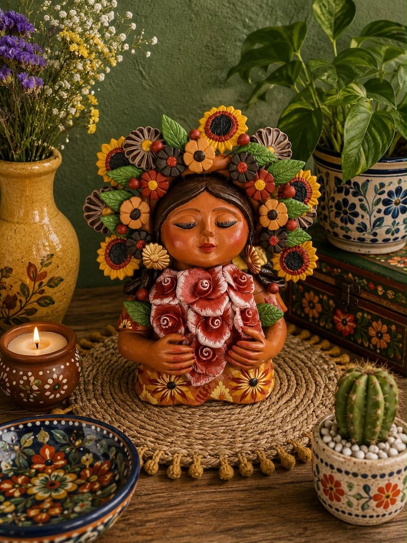 Pachamama-skulptur - Handgjord i Metepec Moder Jord-lerafigur, Spirituell folkkonst 15