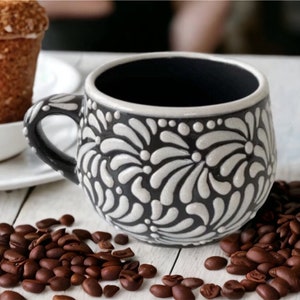 Cappuccino Cup, Mexican Coffee Mug, Puebla Talavera Pottery, Ceramic Thermos, Handmade Lead-Free, Custom Available