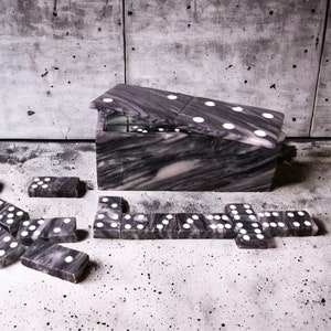 Domino Set Made Of Marble, Hand Carved And Elegant Design To Play And To Decor. From Puebla Mexico, Table Games, Family Games. Perfect Gift