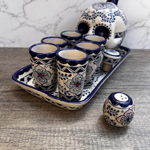Tequila, Shot glass set, Tequila Guadalajara Or Mezcal Talavera Puebla  High Quality Pottery, Fathers day gift, Handcrafted in Mexico, 9 pzs