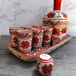 Tequila, Schnapsglas-Set, Tequila Guadalajara oder Mezcal Talavera Puebla-Qualitätskeramik, Vatertagsgeschenk, handgefertigt in Mexiko, 9 Pzs