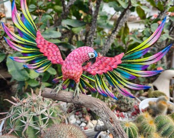オオハシ鳥の像メキシコの芸術アレブリヘ彫刻、木製のオウムの装飾
