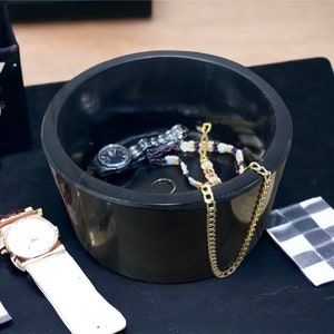 Jewelry organizer box, Perfume tray, Marble tray, Vanity tray bathroom, Marble jewellery box,  Stone tray in black color