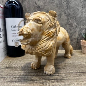 Lion figurine, Marble sculpture, Carved lion, Lion sculpture, carved stone animal image 2