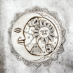 Sun and moon wall art, Mexican decoration, Mayan wall decor, Mayan art, Kukulkan, Chichen itza, Quetzalcoatl
