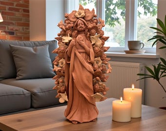 Estatua de arcilla de San Judas Tadeo de Metepec Estado de México, Artesanos de arte popular de San Juditas hechos a mano, decoración religiosa del hogar espiritual 15"
