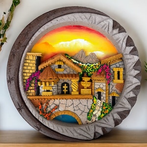 Art mural 3D dans le cadre de la roche pomez et de la carrière/sculpté à la main et design au Mexique, charme unique et art mural folklorique coloré, peinture de paysage