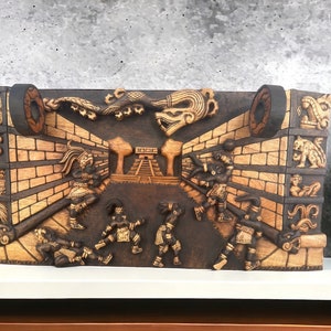 Decoración de pared maya, pintura mexicana, Quetzalcóatl, prehispánico, tallado en madera, hecho a mano