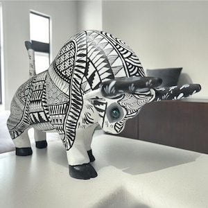 Large Bull Figurine Mexican Folk Art Alebrije Statue Wooden Authentic Oaxaca Artidsns Bull As Mexican Decoration Art Wood Carved By Hand