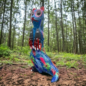 猫の像 メキシコの民芸品 アレブリヘ彫刻 木製 メキシコの装飾置物として 木で作られ、手彫り