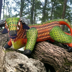 Bull Figurine Mexican Folk Art Alebrije Statue, Wooden Bull As Mexican Decoration Art, Made Of Wood And Carved By Hand