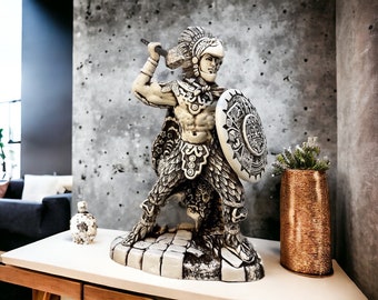 Guerrier aztèque au combat Décoration mexicaine, art aztèque, préhispanique, décoration aztèque, statue mexicaine