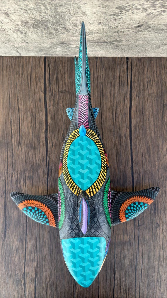 Alebrije Shark Figure Oaxaca Mexican Folk Art Alebrije Sculpture