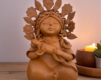 レレ人形、メキシコのおもちゃ、生命の樹、キャンドルホルダー、燭台