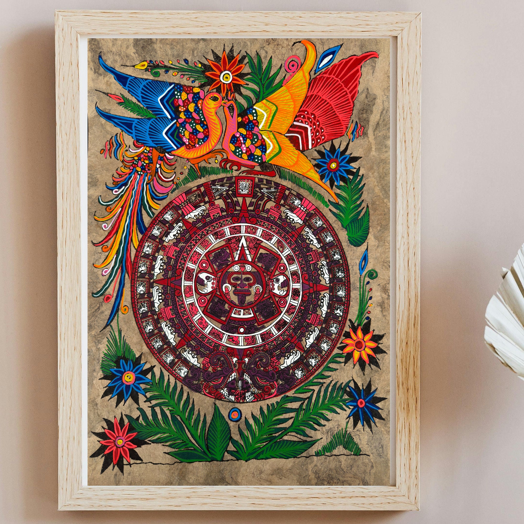 メキシコ 民芸 アマテ絵 アート ヴィンテージ 額縁 店舗什器 ウォール